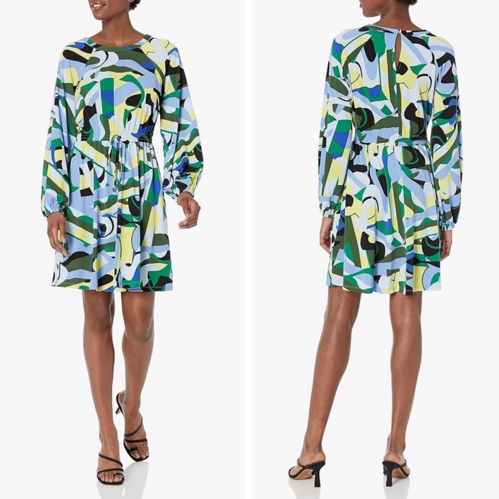 Donna Morgan Abstract Drawstring Waist - Size 2